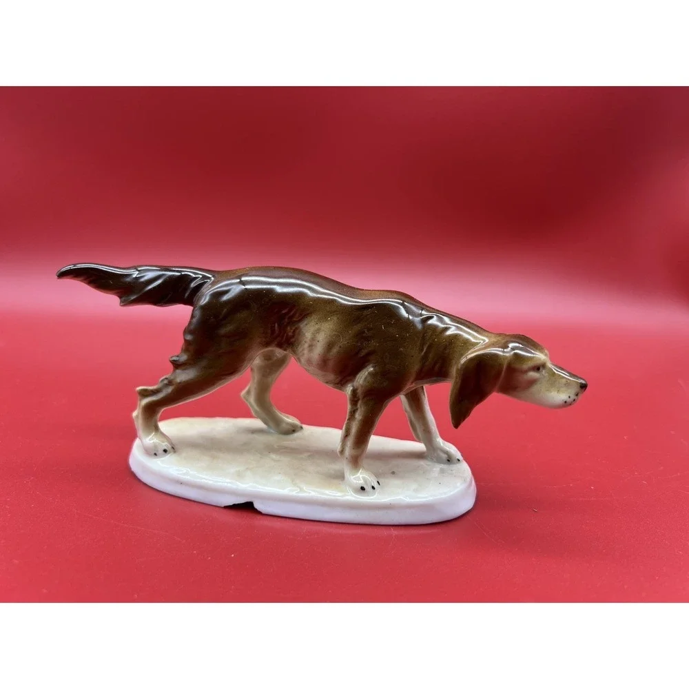Vintage Carl Scheidig Porcelain Hunting Dog Stamped and Numbered 6757